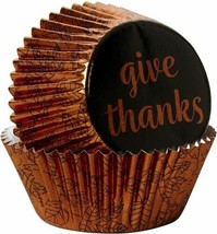 Foil Give Thanks 24 ct Baking Cups Cupcake Liners Wilton Thanksgiving - $3.85