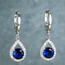 BLUE Sapphire Drop Earrings - £18.63 GBP