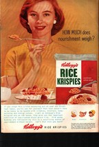 1956 Kellogg&#39;s Cereal Rice Krispies Nourishing Weight Vintage Print ad b3 - $25.98