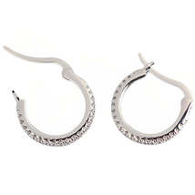 Anyco Earrings Sterling Silver White Minimalist Round Rainbow CZ Zircon Hoops - £17.62 GBP