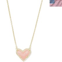Asymmetrical Gold Heart Pendant Necklace with Rose Quartz - Jewelry Don&#39;... - $68.99