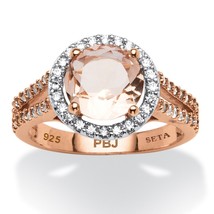 Pink Morganite cz 18k Rose Gold Plated Sterling Silver ring 6 7 8 9 10 11 12 - £120.63 GBP