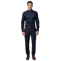 Mens CEREMONIA AVM Turkey Cotton Banded Minister Shirt Angelino-073 Navy image 2