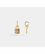 COACH Signature PADLOCK &amp; KEY Gold Tone Brass Enamel Mismatched Dangle E... - $59.95