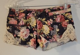 Womens 1 Mudd Multicolor Flower Lace Denim Jean Cut-Off Shorts - £8.53 GBP