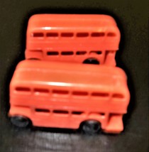Red English Double Decker Buses , Lot of 2 Plastic Buses - Vintage 1950&#39;s - $5.13 CAD