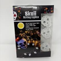 Skull String Lights 10 Led 11.5 Wire Length 2 AA Batteries Included TESTED - $11.88