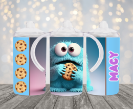 Personalized Baby Cookie Monster 12oz 2 in 1 Stainless Steel Dual Lid Si... - $18.00