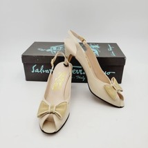 Salvatore Ferragamo Womens Shoes Ivory Sling Back Butterfly Leather Sz 6.5AAAA - £36.92 GBP