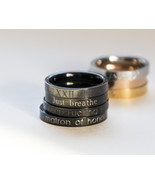 Black Stacking Ring Black Engraved Ring, Personalized Motivation Gift Wo... - £21.58 GBP