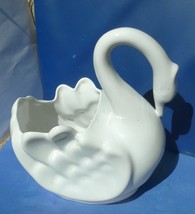 VTG Pottery White Figural SWAN VASE Decorative Planter Pot Japan Decor c... - £20.31 GBP