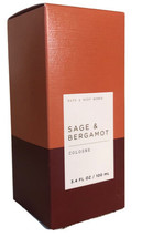 Sage &amp; Bergamot Cologne 3.4 Oz Bath &amp; Body Works New In Box - £24.82 GBP