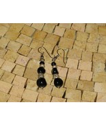 Moroccan Berber earrings with silver and black beads- Black earrings- Ea... - £14.31 GBP