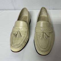 E.T. Wright Men’s Woven Vamp Ivory Leather Slip On Loafers W/ Tassels Si... - $74.90
