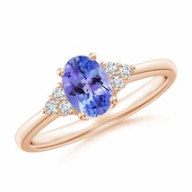 ANGARA Solitaire Oval Tanzanite and Diamond Promise Ring for Women in 14K Gold - £596.28 GBP