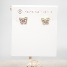 Kendra Scott Lillia Butterfly Dichroic Glass Gold Plated Stud Earrings NWT - $53.96