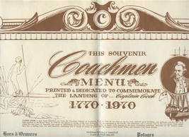 Coachman Menu Commemorate Landing of Captain Cooke 1770-1970 Redfern Australia  - £37.98 GBP