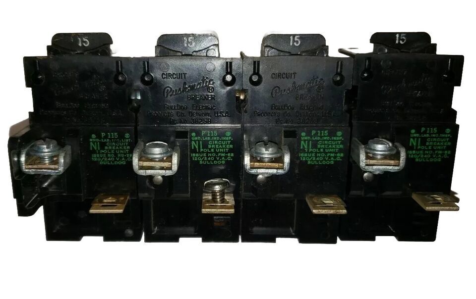 Bulldog  Pushmatic P115  1 pole 15 amp  120v Circuit Breaker  HACR (Lot ... - $33.15