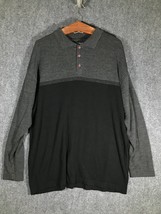 Adolfo Long Sleeve Polo Shirt Button Extra Large Gray Black Collared Men... - £10.15 GBP