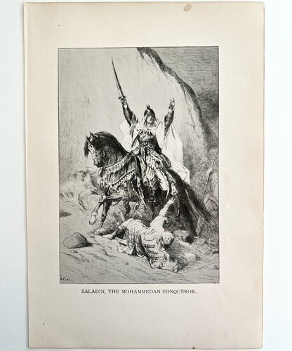 Saladin Mohammedan Conqueror Victorian Print 1901 Woman History Ephemera DWP4C Item image 2