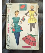 1953 Simplicity Sewing Pattern 4492 Womens Full &amp; Half Cobbler Apron Sz ... - £22.57 GBP