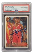 Allen Iverson Firmata, 1996 Topps #171 Philadelphia 76ers Rookie Card PSA/DNA - £146.48 GBP