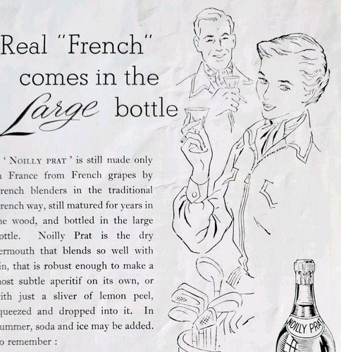 1952 Noilly Prat French Dry Vermouth Advertisement Sphere UK Import E90B - $19.99