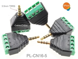 5-Pack 3.5Mm 1/8&quot; Trrs Male Jack To Av 4-Screw Terminal Block Balun Conn... - $24.99