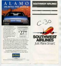 Southwest Airlines Ticket Jacket and Ticket Just Plane Smart 1993 - $17.82