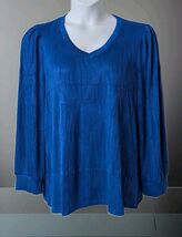 Jome Design Tunic Blouse Blue Long Sleeve Peasant Boho Size XL - $24.74