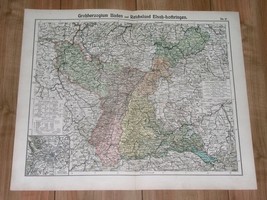 1905 Antique Map Of German Lorraine Alsace Strasbourg Metz France Baden Germany - £21.99 GBP