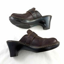 BOC Born Concept Brown Leather Clogs Mules Buckle Heels Womens 8 M - $29.51