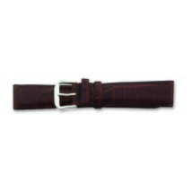 de Beer Brown Crocodile Grain Leather Watch Band 18mm Silver Color - £21.47 GBP