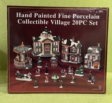 Christmas Village 20 (17) Piece Handpainted Porcelain Collectible Village NICE! - £47.56 GBP