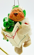 Annalee Choir Singer Ornament Caroler Striped Hat Scarf 3 inch 1985 Made... - $14.95