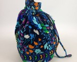 Vera Bradley Midnight Blues Ditty Bag Tote Lined Black Blue Floral Draws... - $20.38