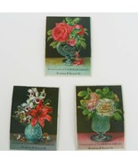 Set of 3 circa 1900 Fleming &amp; Oakley Troy NY trade cards still life flowers - $24.99