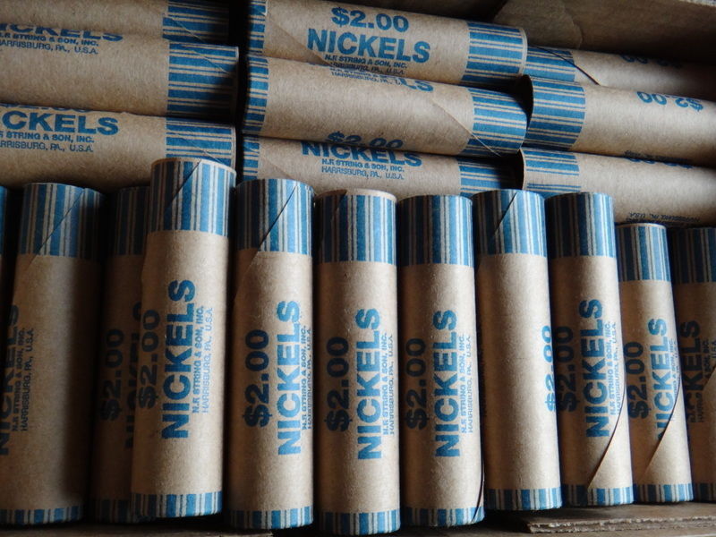 NF STRING & SON PREFORMED CRIMPED NICKEL 50 WRAPPERS ROLLS NEW FOR 5 CENT - £5.17 GBP