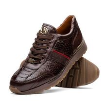 Brescia Snake and Classic Calfskin Fashion Sneaker Brown image 3