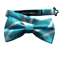 Littlest Prince Youth 8 yrs - Adult Blue Gray Stripe Bow Tie NEW - $16.83