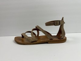 K Jacques Epicure Croc Embossed Leather Thong Crisscross Ankle Strap Fla... - $75.99