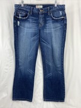 BKE Star Women&#39;s Blue Denim Cropped Jeans Size 32x26 Distressed Stretch - $23.74