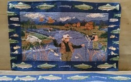 Fisherman Fishing Tapestry Placemats Set 4 River Outdoors Blue 18.5x12 - $23.15