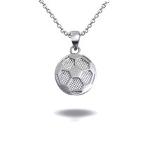 925 Sterling Silver Soccer Ball Sports Pendant Necklace - £19.02 GBP+