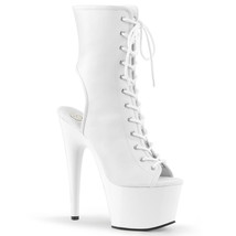 PLEASER ADORE-1016 Women&#39;s White 7&quot; Heel Platform Open Toe Ankle Side Zi... - £67.90 GBP