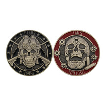 HEADS I WIN TAILS YOU LOSE TACTICAL  SKULL BULLET HOLES 1.75&quot; CHALLENGE ... - £29.25 GBP