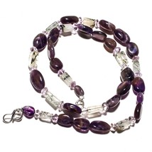 Amethyst Lace Agate Natural Gemstone Beads Jewelry Necklace 17&quot; 114Ct. KB-48 - £8.69 GBP