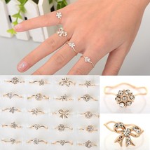 [Jewelry] 10pcs Mixed Style Gold Alloy Wholesale Crystal Cute Ring for Girl/Lady - £6.14 GBP