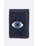Embroidered Eye Patch Denim TriFold Wallet - $182.33 MXN