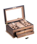 International  Walnut Lacquered Wood 3 Level Jewelry Box with Gold Accen... - £248.45 GBP